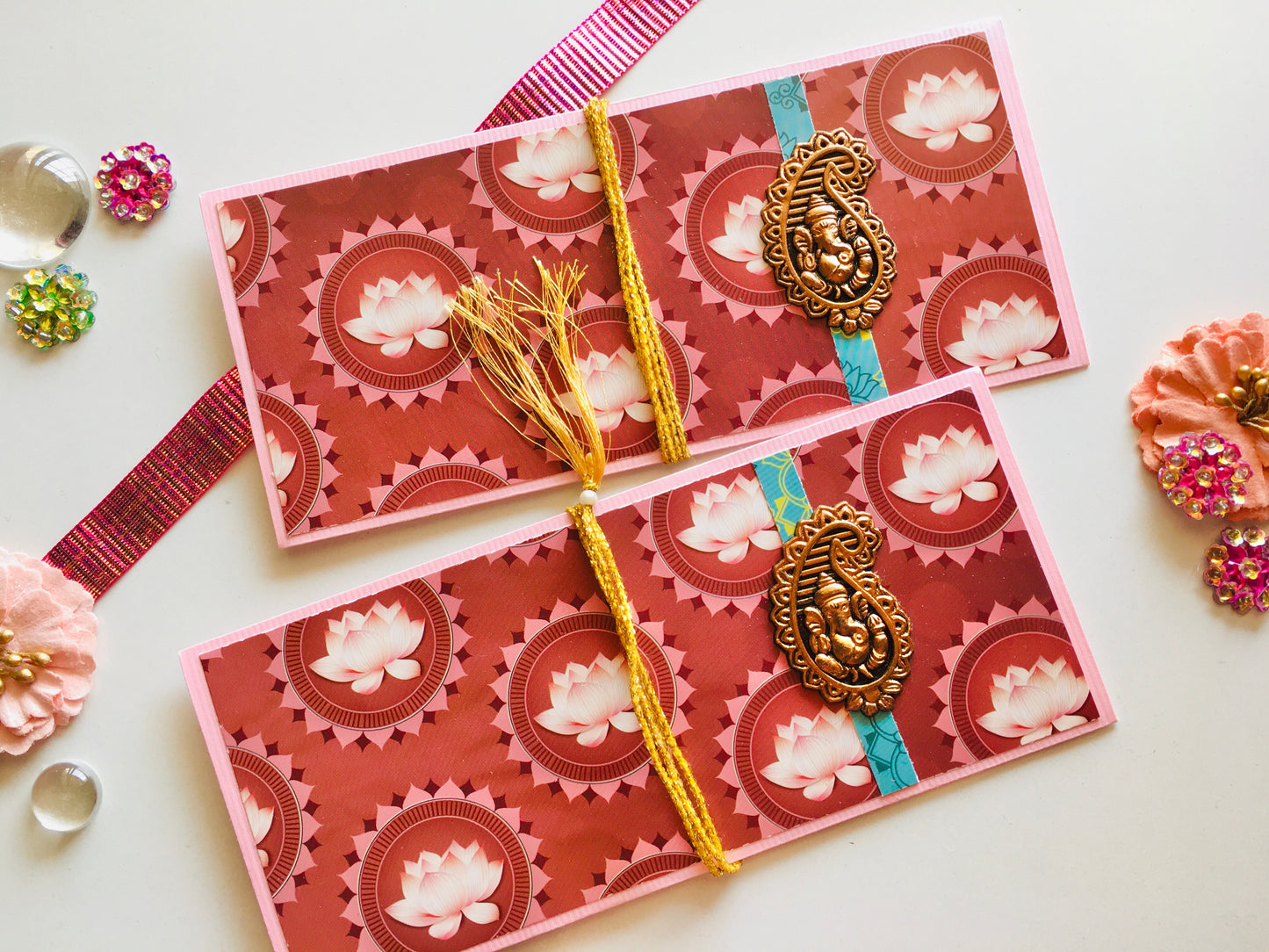 Festive Shagun Envelopes – Traditional Prints & Ganesha Motifs ✨💌 - Set of 2