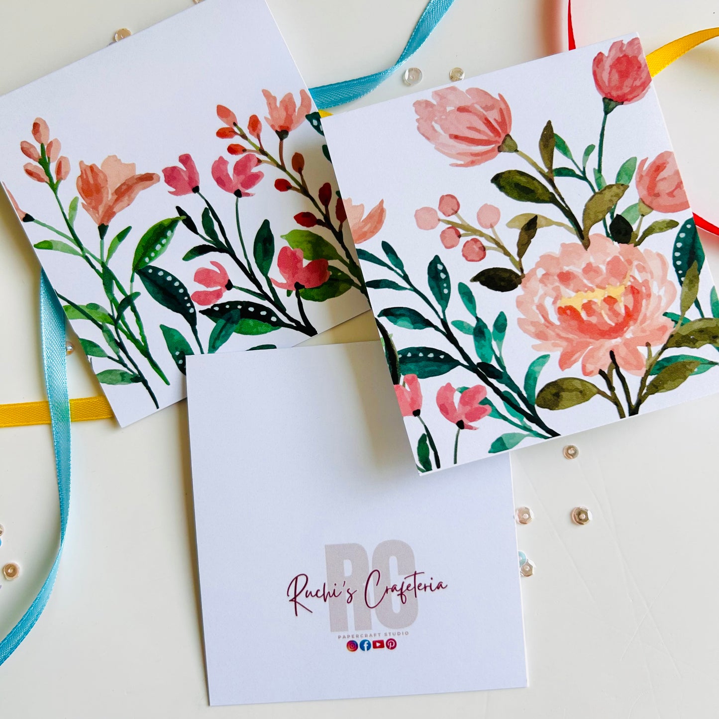 💐 Pastel Bloom Note Cards – Set of 3