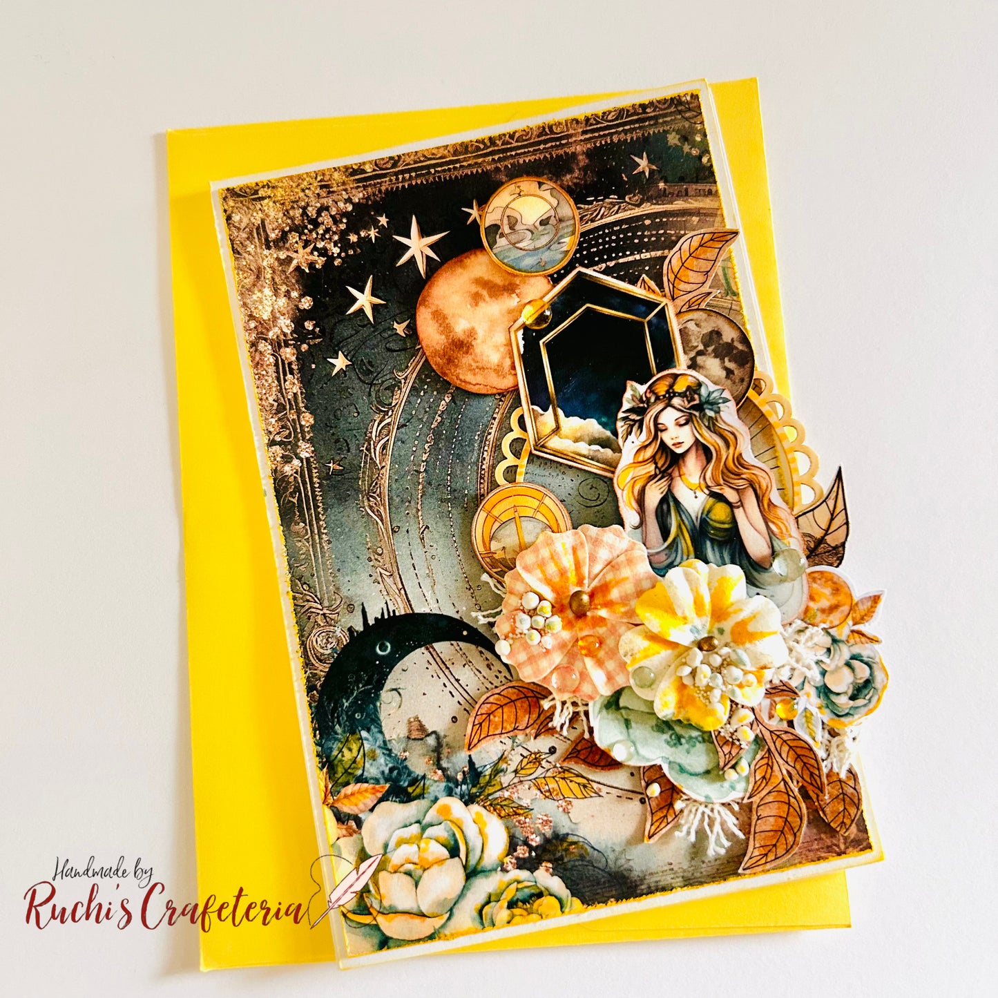 Handmade Celestial Skies Easel Birthday Card 🌌🌸