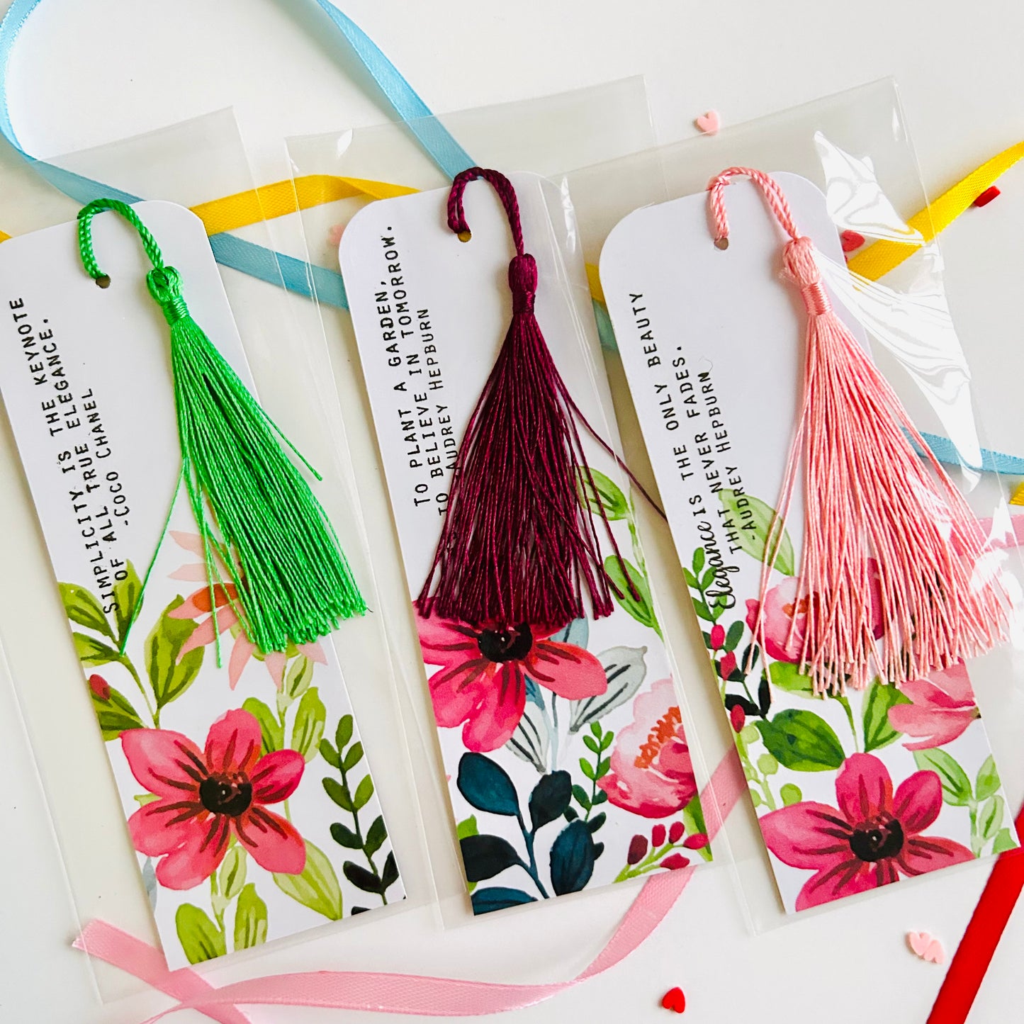 Floral Bookmarks Garnet -Set of 3