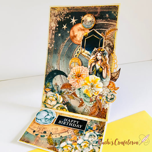 Handmade Celestial Skies Easel Birthday Card 🌌🌸