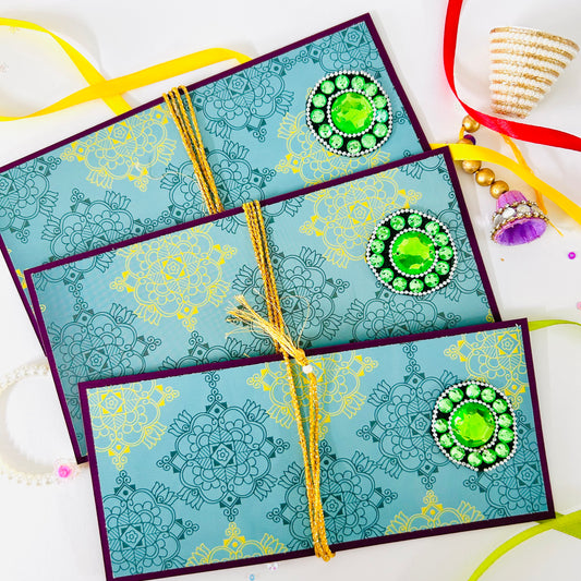 Festive Shagun Envelopes – Traditional Prints & Stone Motifs ✨💌 - Set of 3