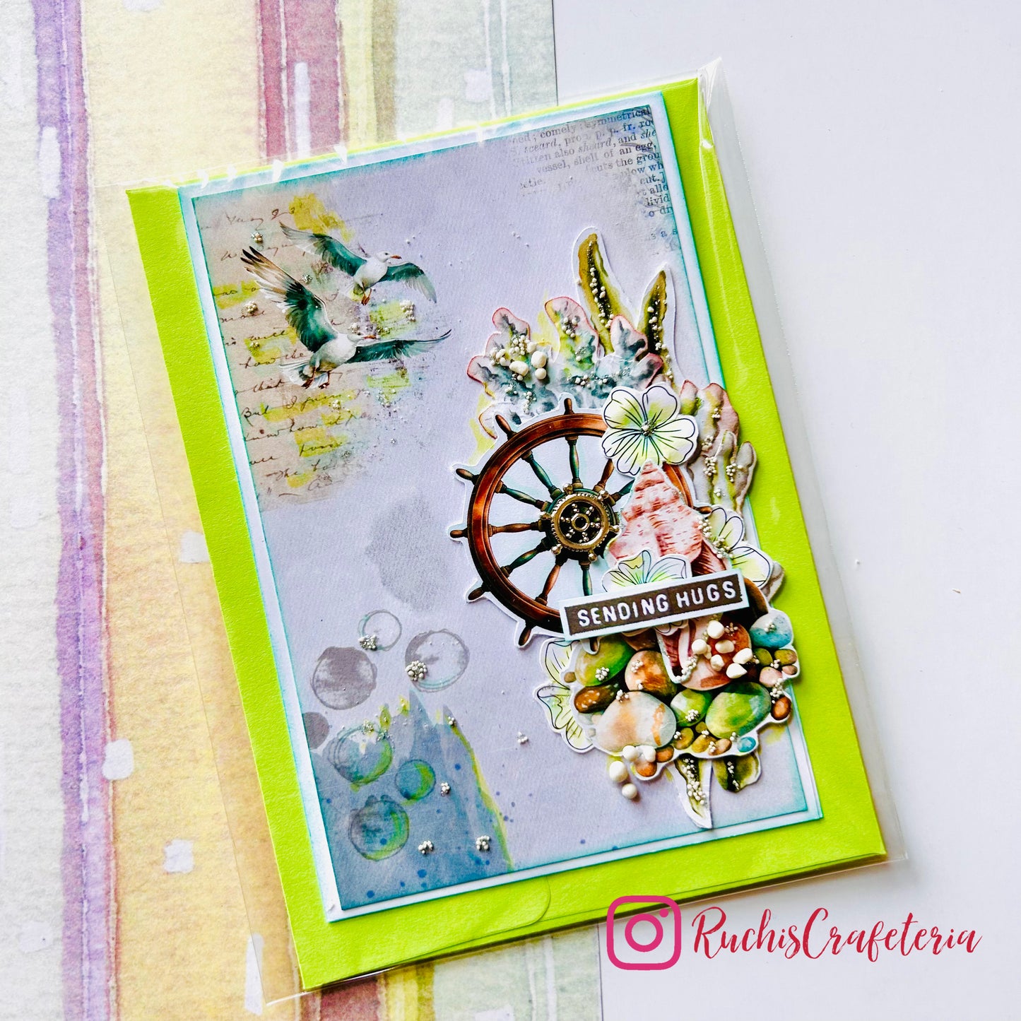 🌊 Ocean theme Greeting Card – “Sending Hugs”