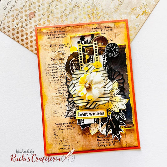 🌸 Mixed Media Greeting Card – “Best Wishes”