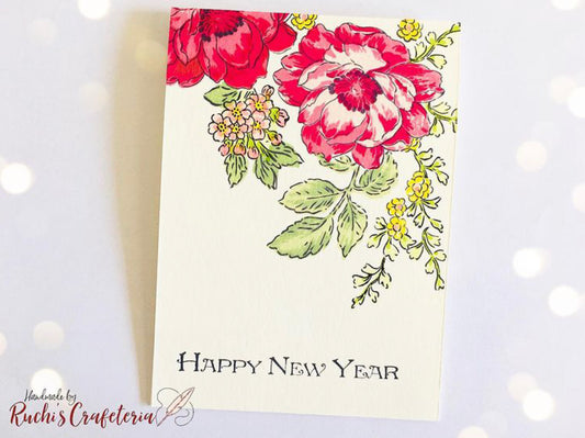 🌸 Floral Greeting Card – “Happy New Year”