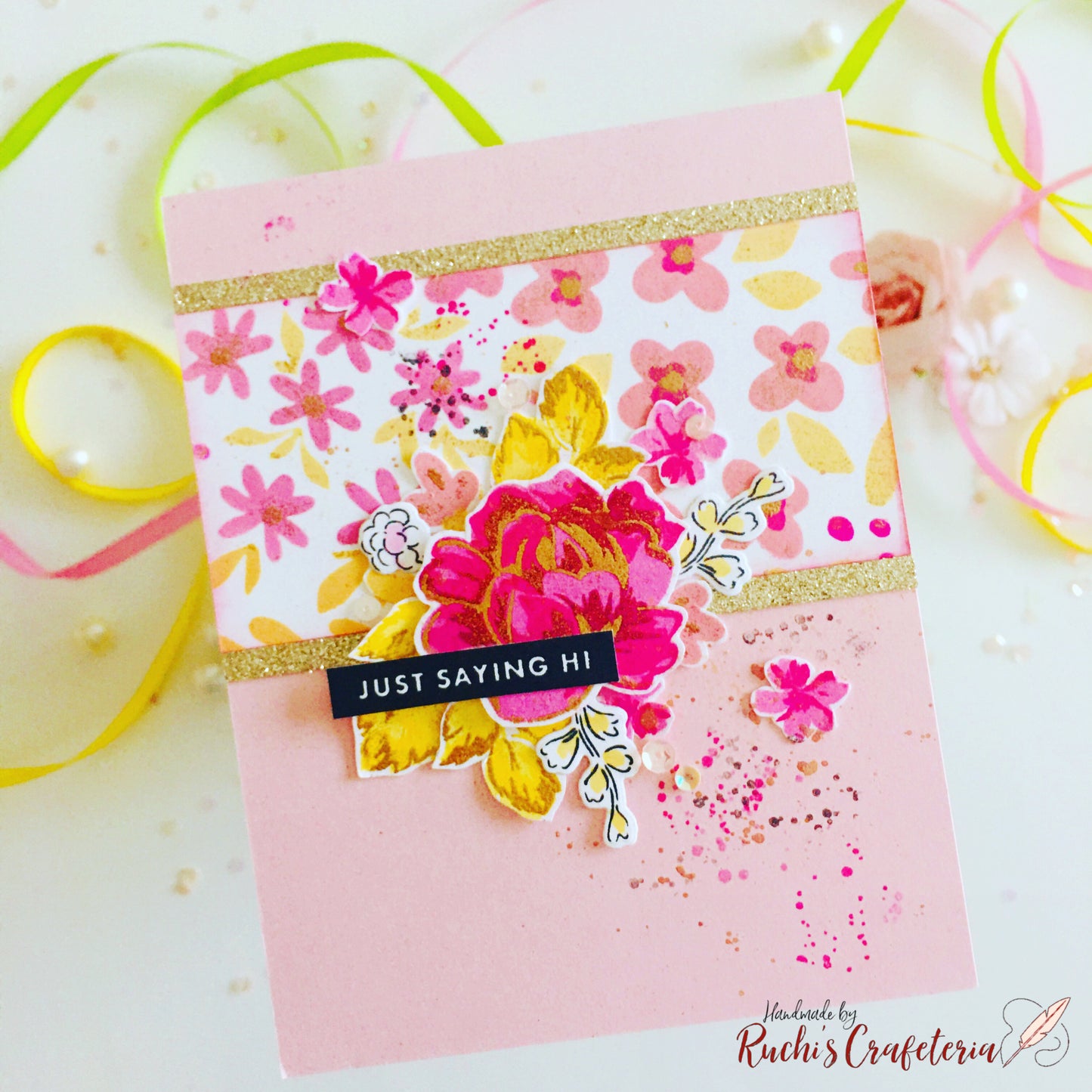 🌸 Flourish Greeting Card – “Just Saying Hi!”