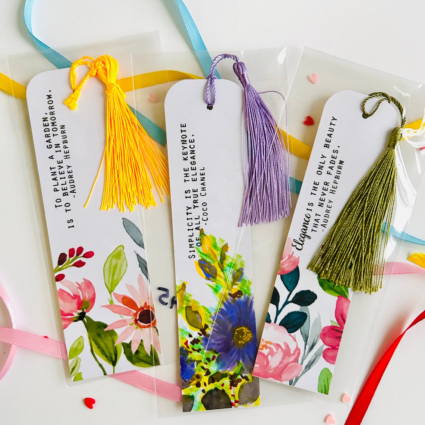 Floral Bookmarks Ruby -Set of 3
