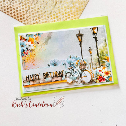 🚲 HandmadBirthday Card – “Happy Birthday”