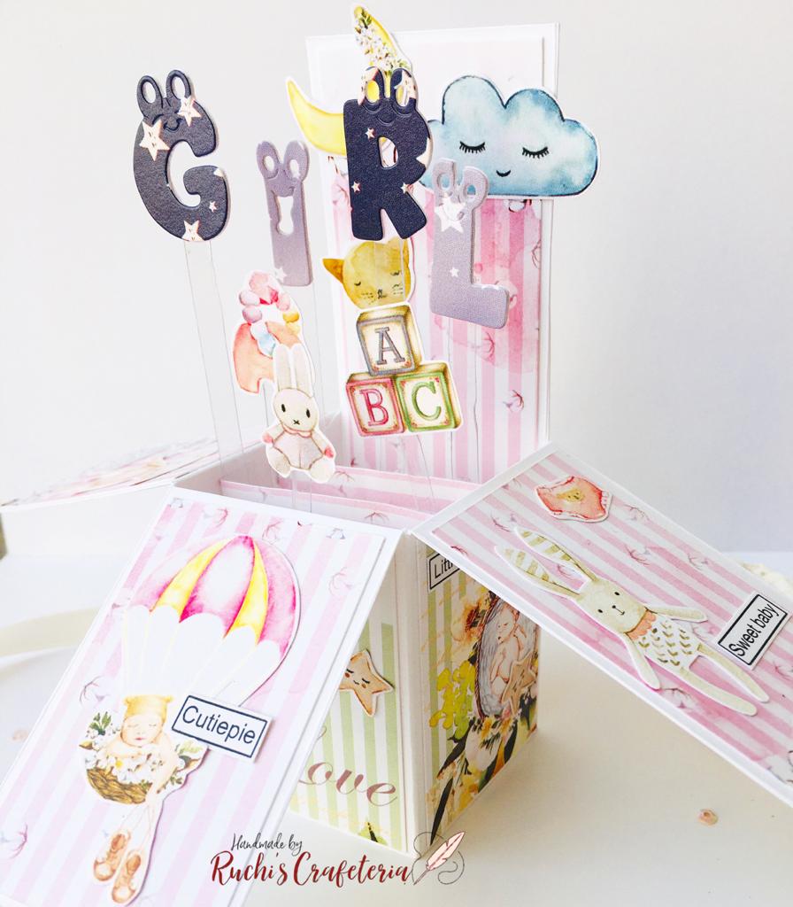 🎀 Pop‑Up Box Card for Baby Girl – “Little Angel”