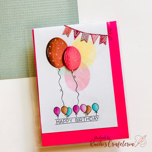 Handmade Birthday Card With Colorful Balloons 🎈