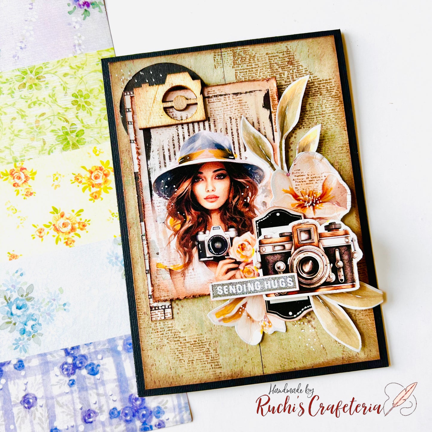 📸 Vintage Greeting Card – “Sending Hugs”