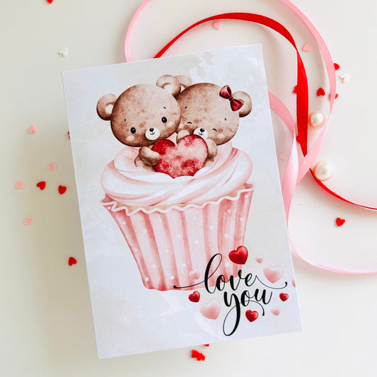 🧸🧁 Valentine’s Day Card ‘Love You Cupcake’