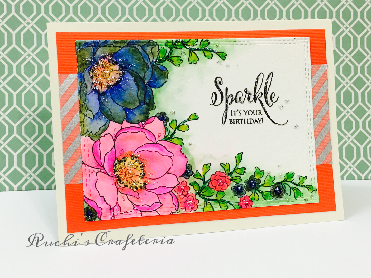 Sparkle Garden Blooms – Handmade Birthday Card