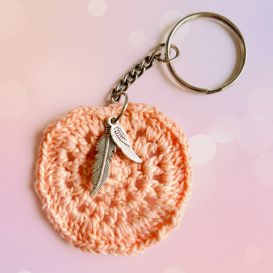 Crochet Pretty Peach Keychain