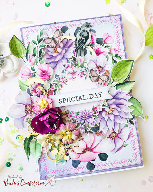 💜 Special Day – Handcrafted Pastel Florals Photo Album