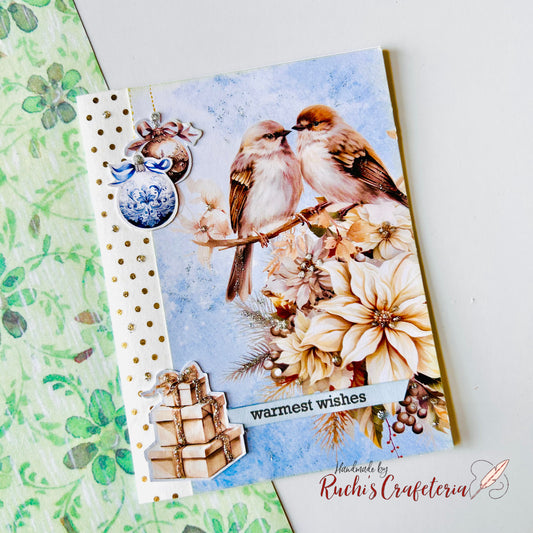 🕊️🌸 Winter Wishes – Handmade Christmas Card