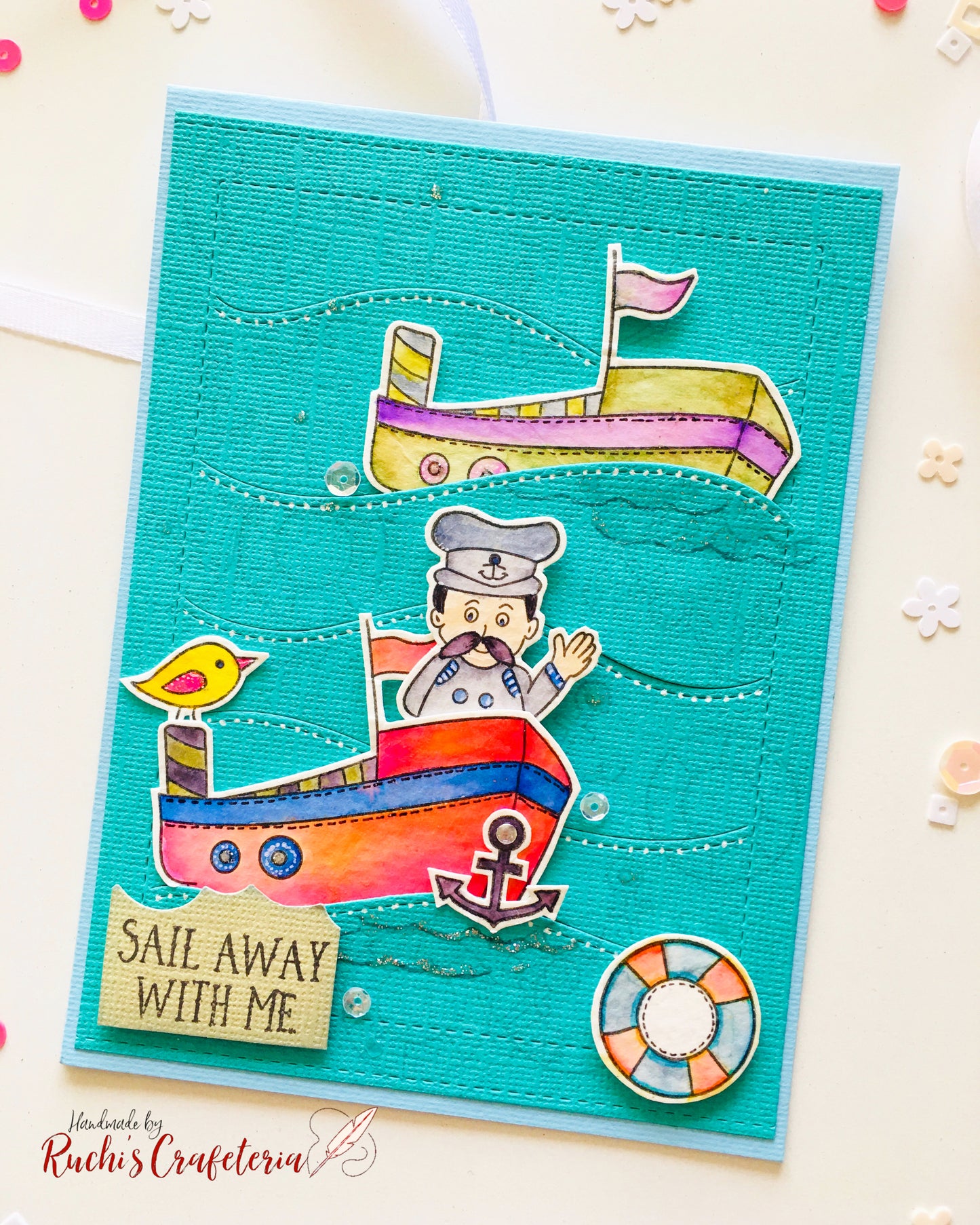 🚢 Handmade Greeting Card – “Sail Away with Me”