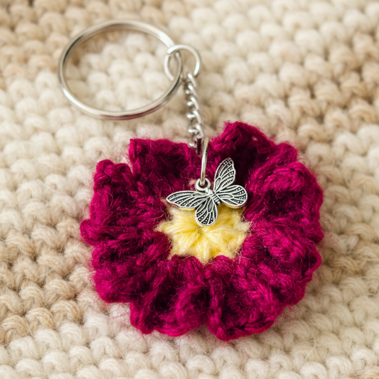 Crochet Maroon Magic Keychain