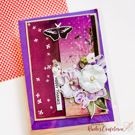 🌸 Handmade Greeting Card – “Many Thanks”