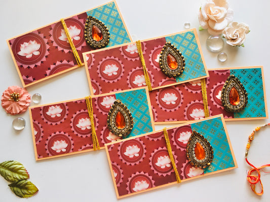 Festive Shagun Envelopes – Traditional Prints & Stone Motifs ✨💌 - Set of 5