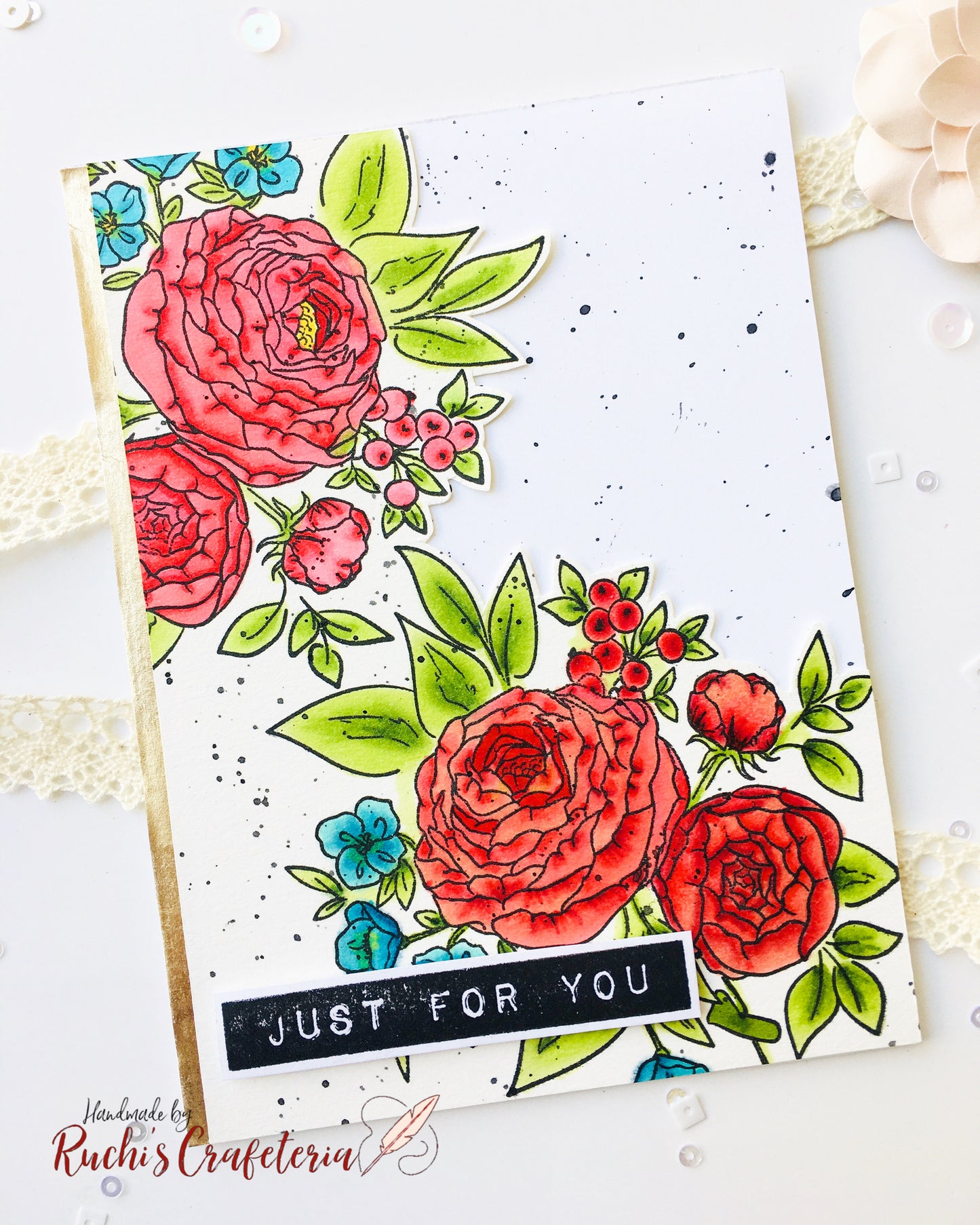🌹 Handmade Greeting Card – “Just for You”