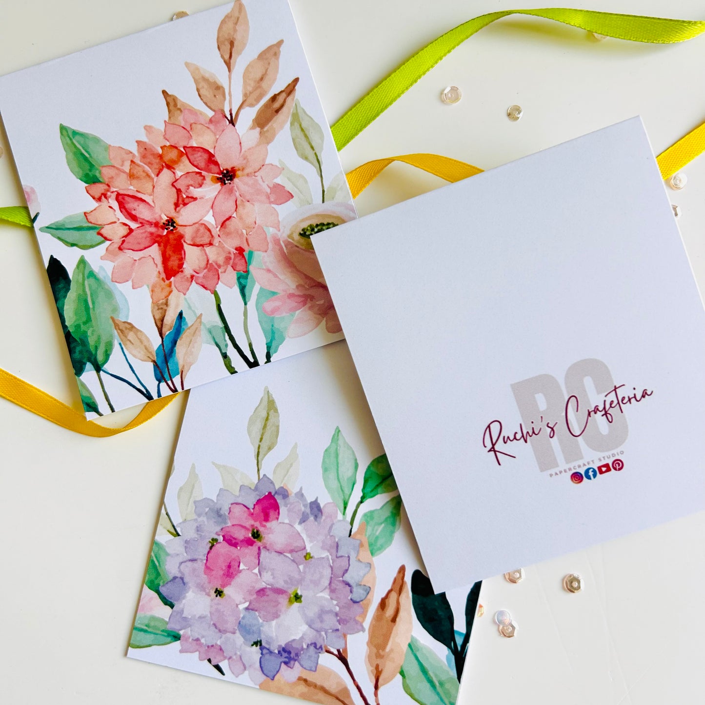 🌸💜 Pinky Purple Bloom Note Cards – Set of 3