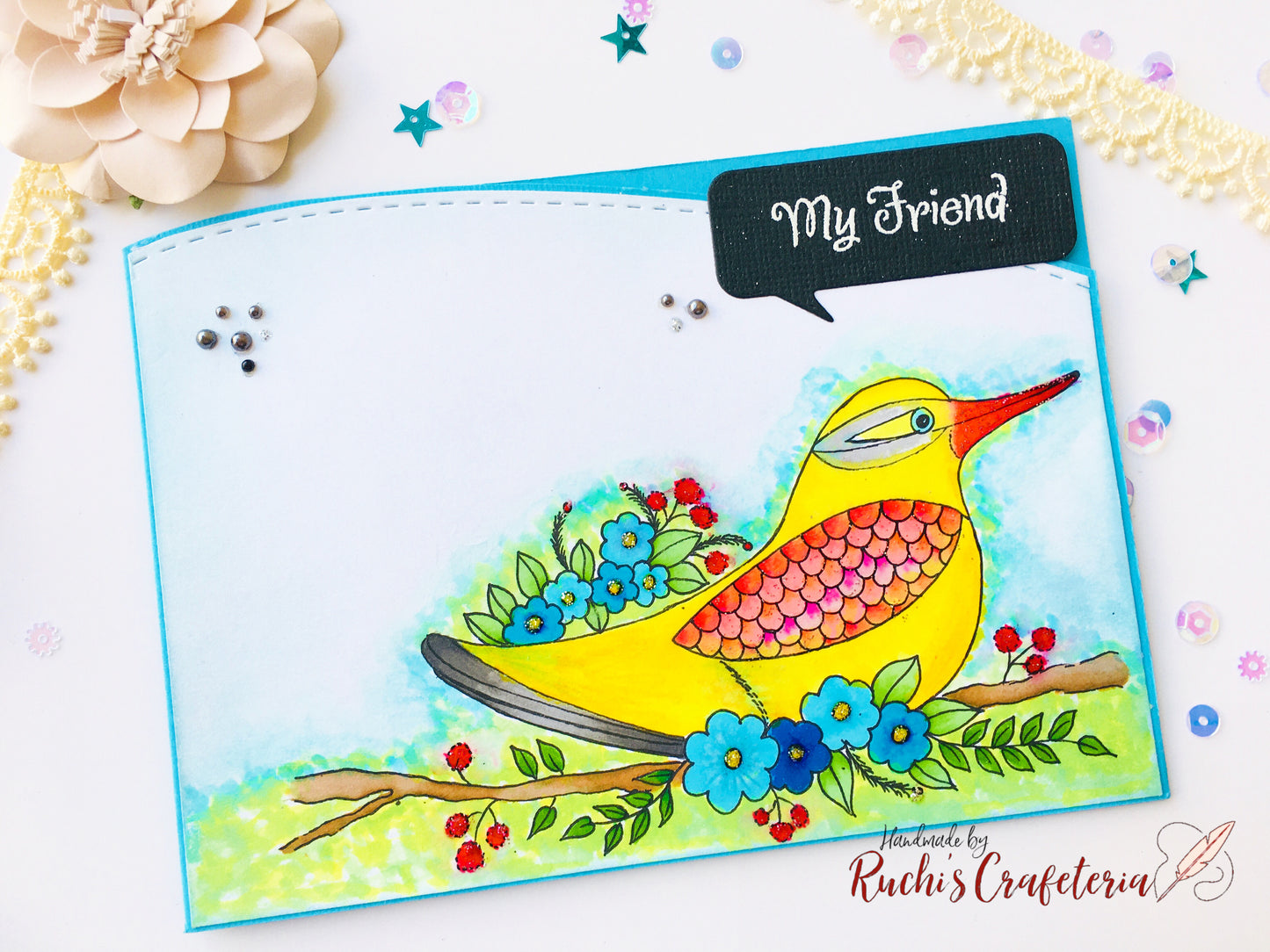 🐦 Handmade Greeting Card – “My Friend”