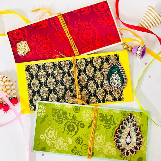 Festive Shagun Envelopes – Traditional Prints with Ganesha ✨💌 - Set of 3