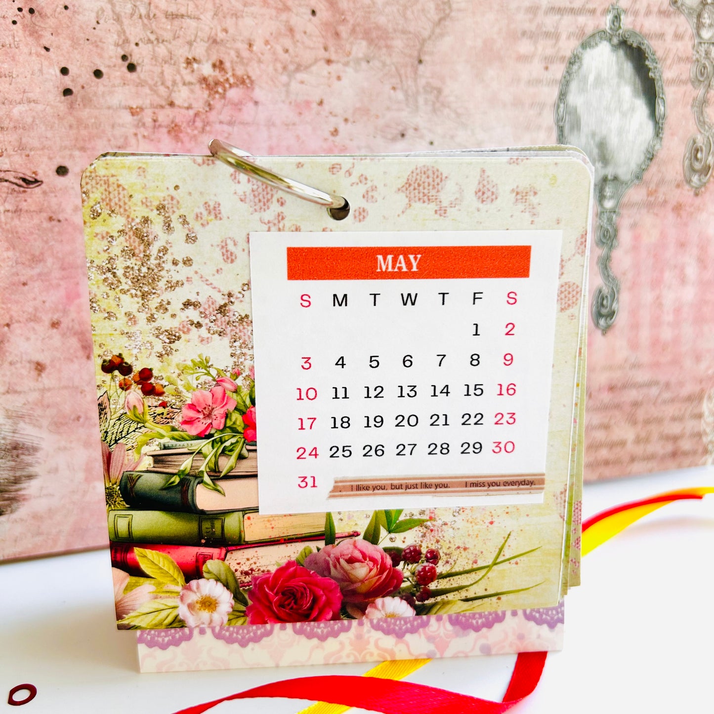 Floral Desk Calendar 2026