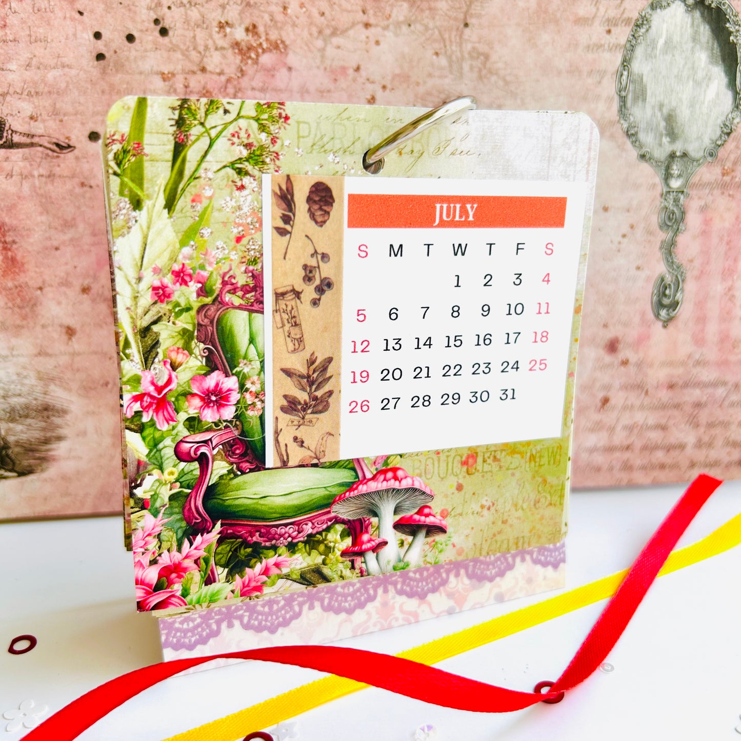 Floral Desk Calendar 2026