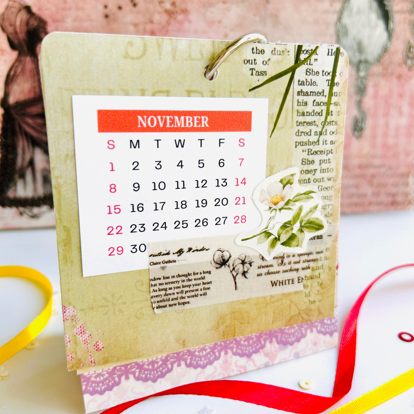 Floral Desk Calendar 2026