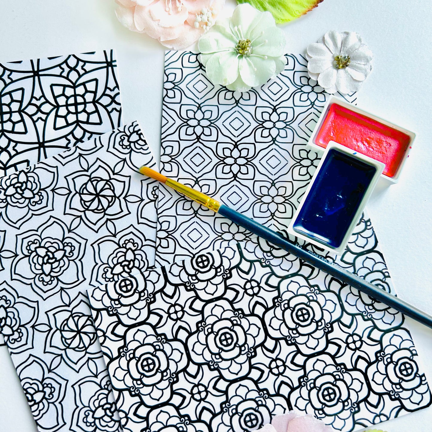 🌈’Color Me Calm’ Coloring Pages (set of 6 Assorted Designs)