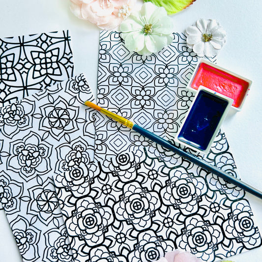 🌈’Color Me Calm’ Coloring Pages (set of 6 Assorted Designs)