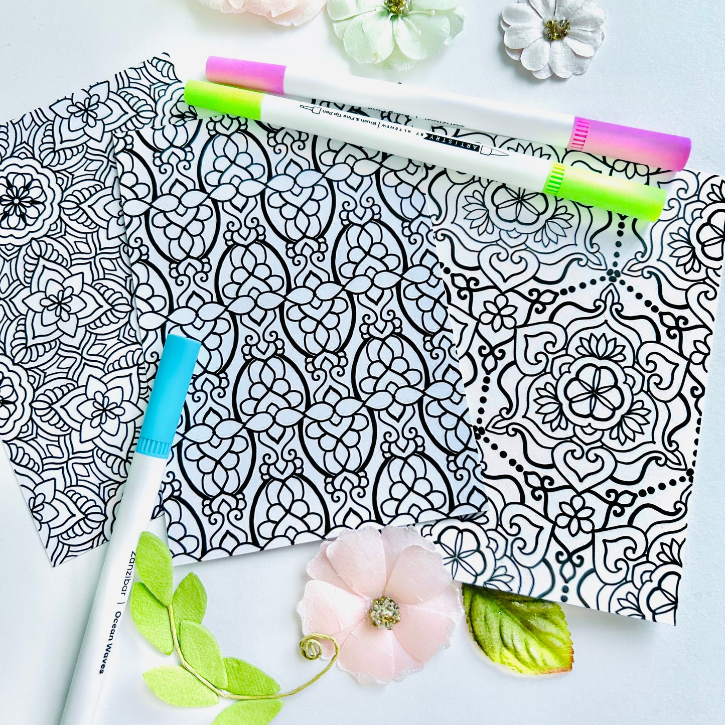 🌈’Color Me Calm’ Coloring Pages (set of 6 Assorted Designs)