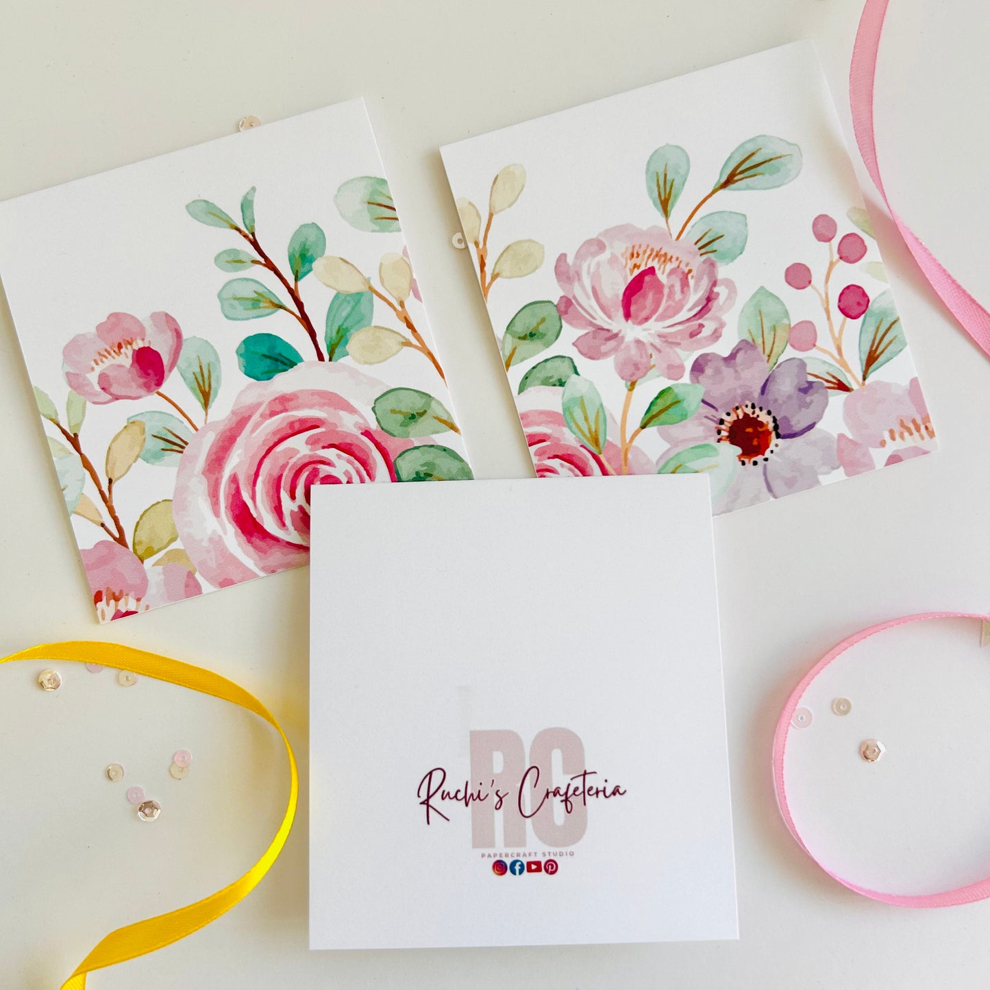 🌸 Petal Whimsy Note Cards – Set of 3