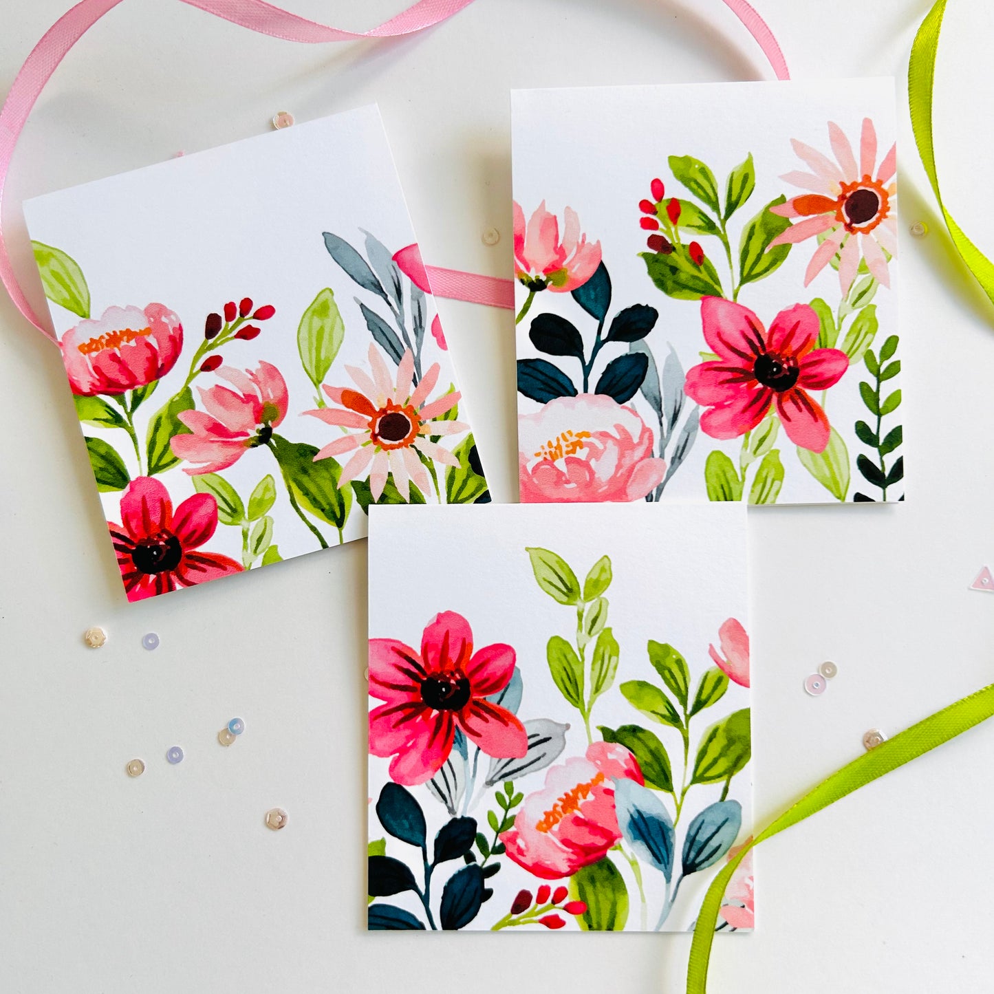 🌺 Wild Bloom Note Cards – Set of 3