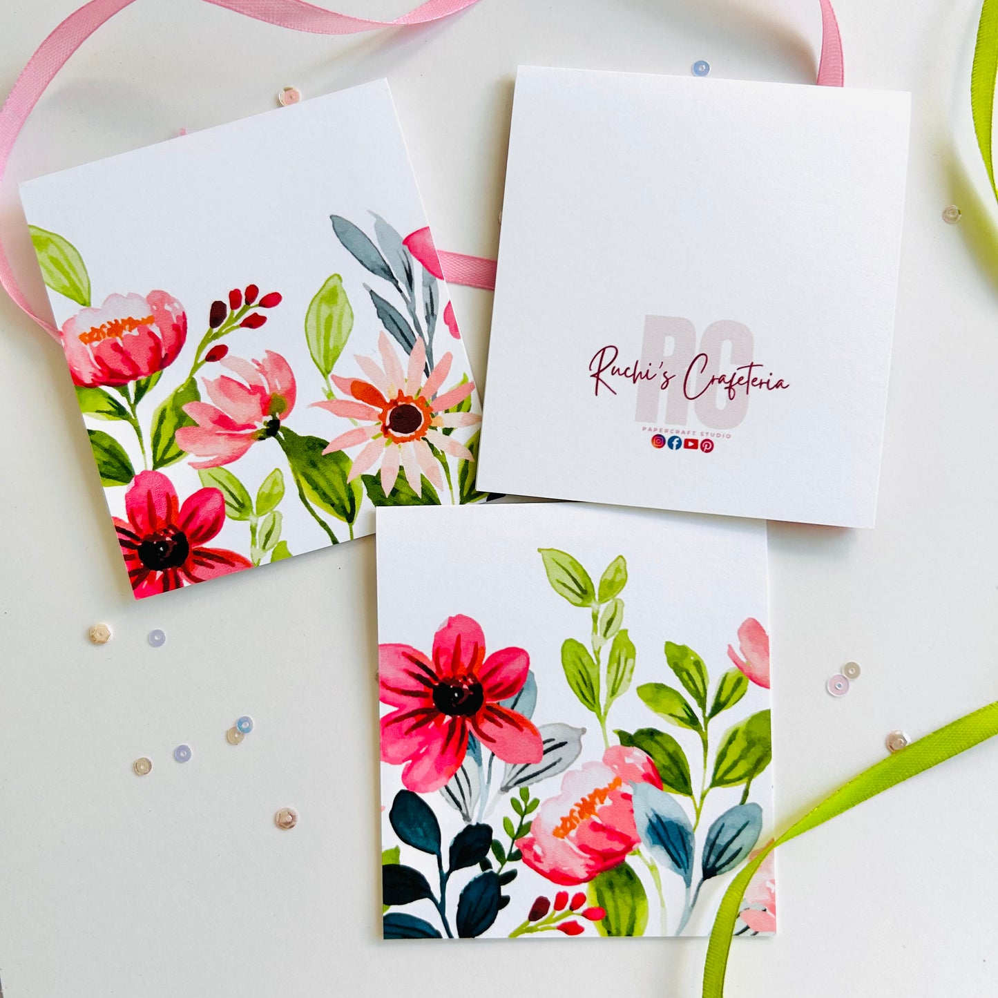 🌺 Wild Bloom Note Cards – Set of 3
