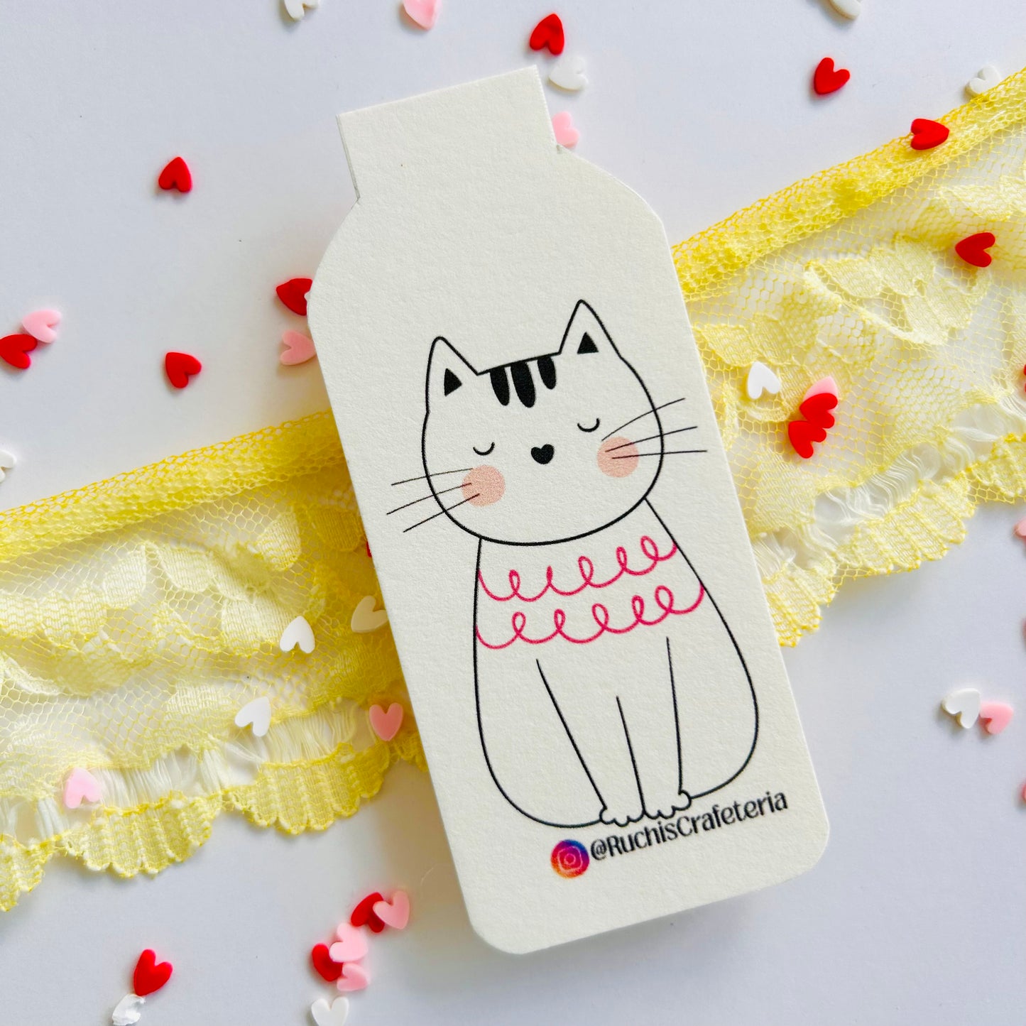 🧶“Sweater Whiskers” – Cozy Cats Set of 4 Magnetic Bookmarks