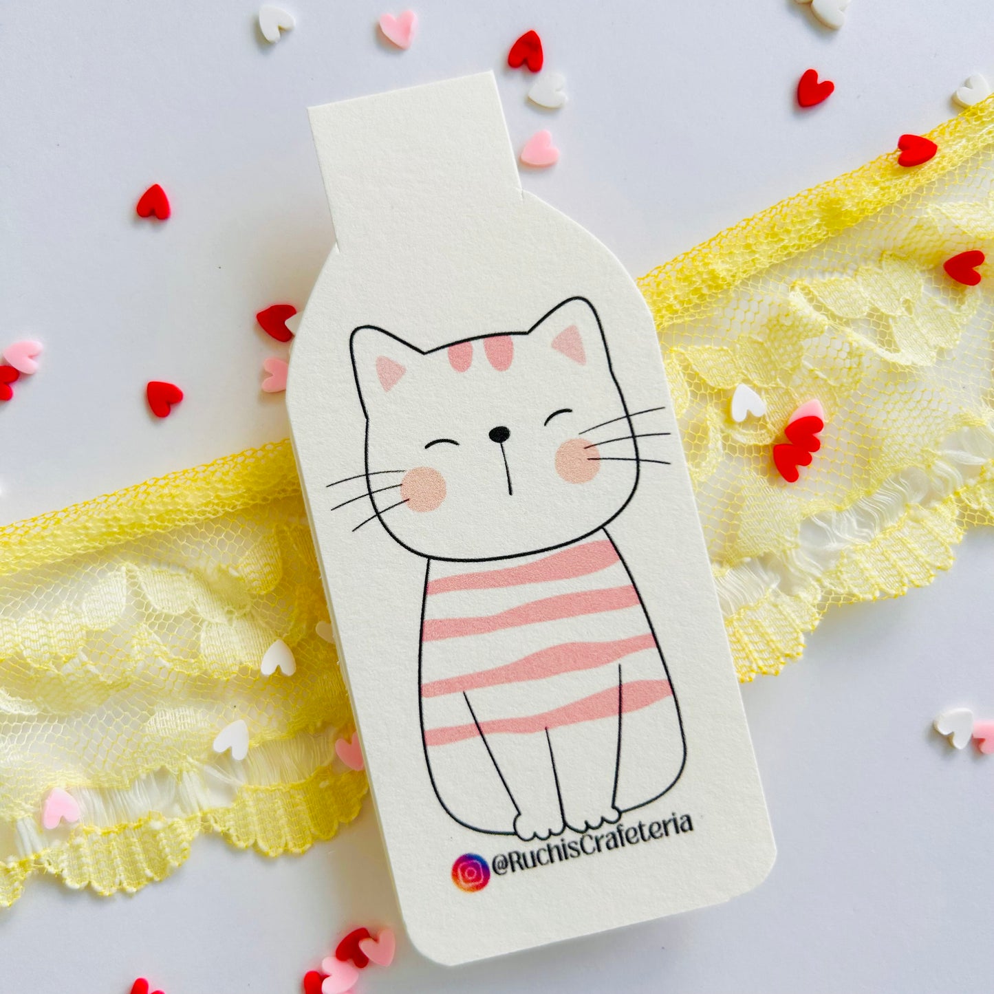 🧶“Sweater Whiskers” – Cozy Cats Set of 4 Magnetic Bookmarks
