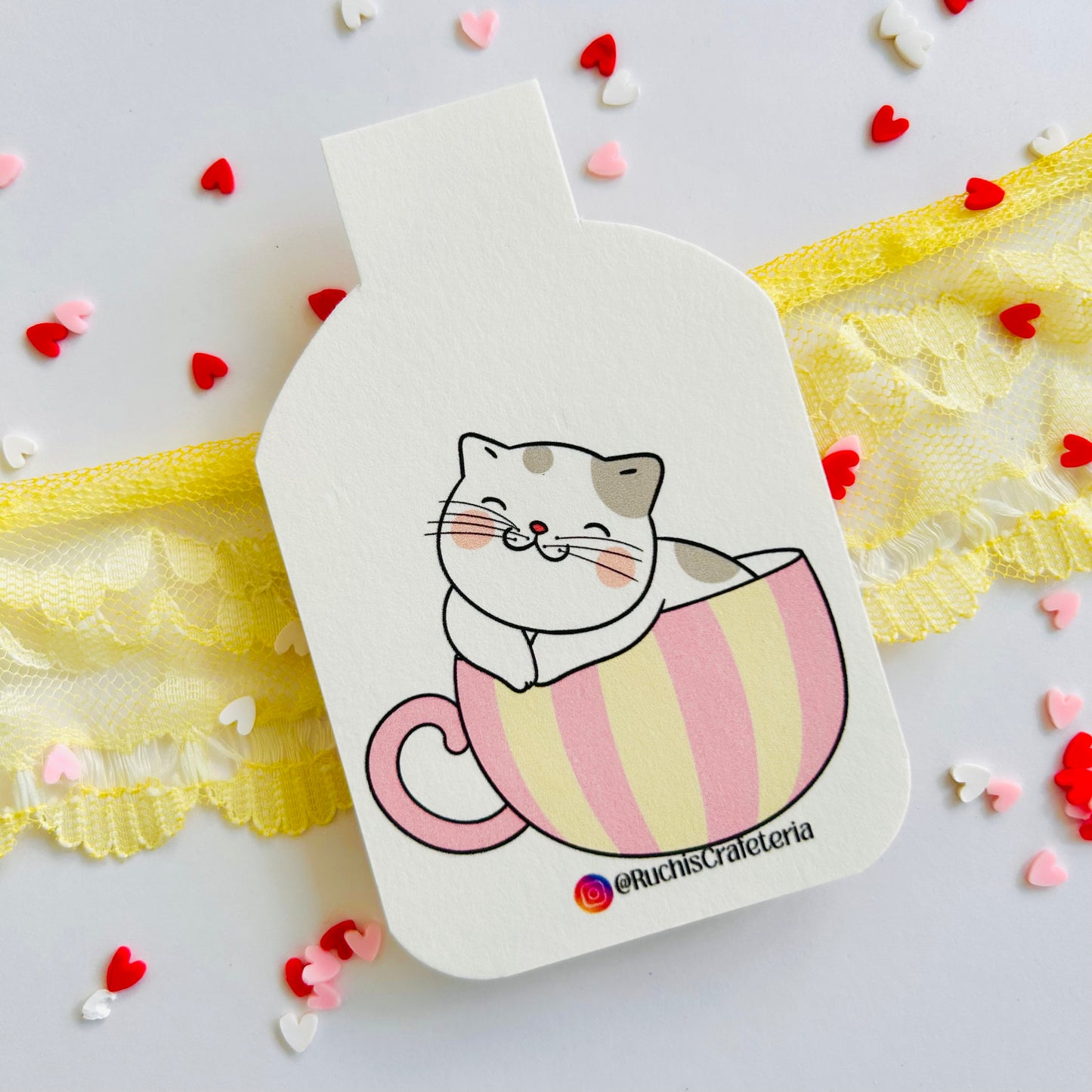 ☕🐱 Magnetic Bookmark – 'Espresso' the Cup Cat