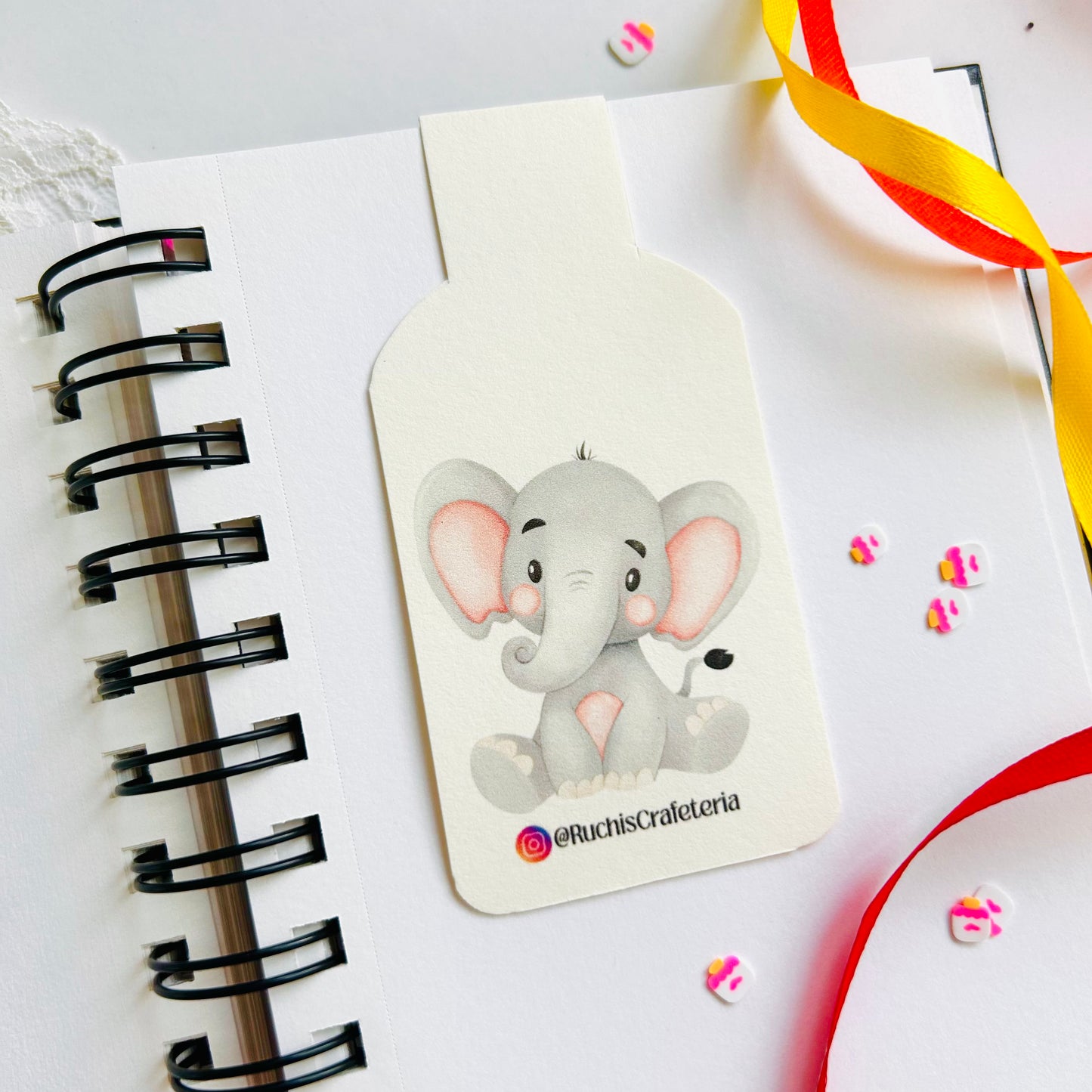 🐘 Magnetic Bookmark – Eggnog the Baby Elephant