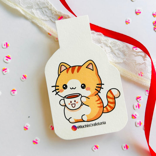 ☕🐱 Magnetic Bookmark – 'CoffeeCat' the Cozy Companion