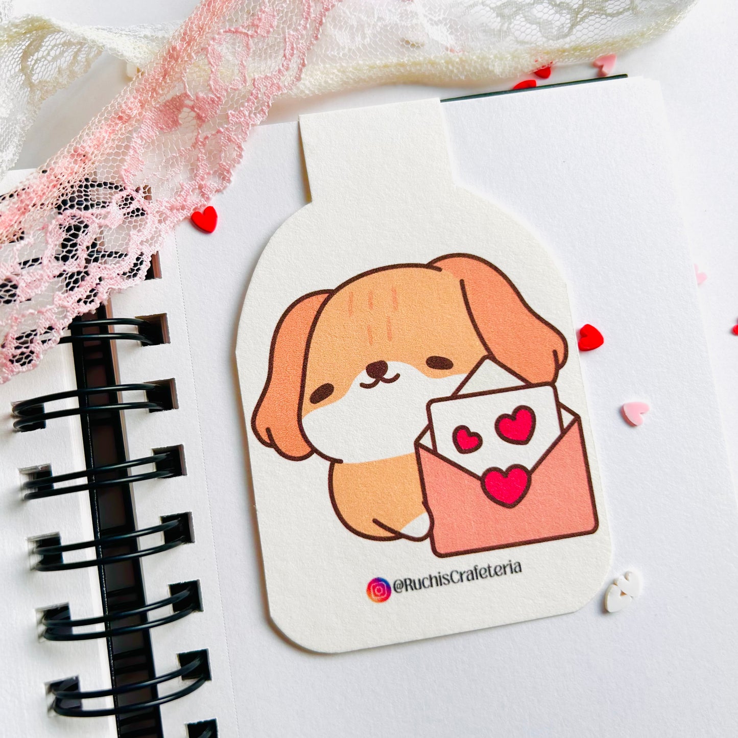 💌 Bruno – Love Letter Puppy Magnetic Bookmark