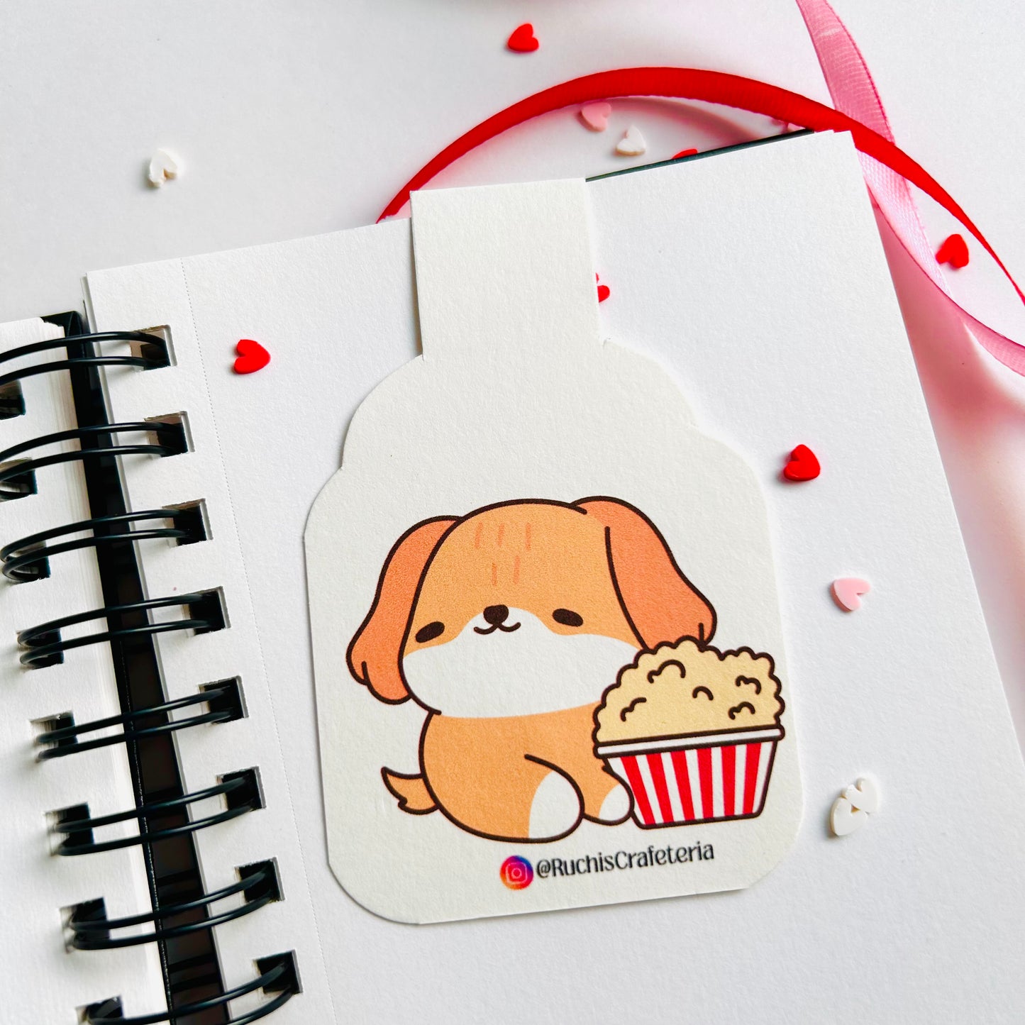 🍿 Bruno – Popcorn Puppy Magnetic Bookmark
