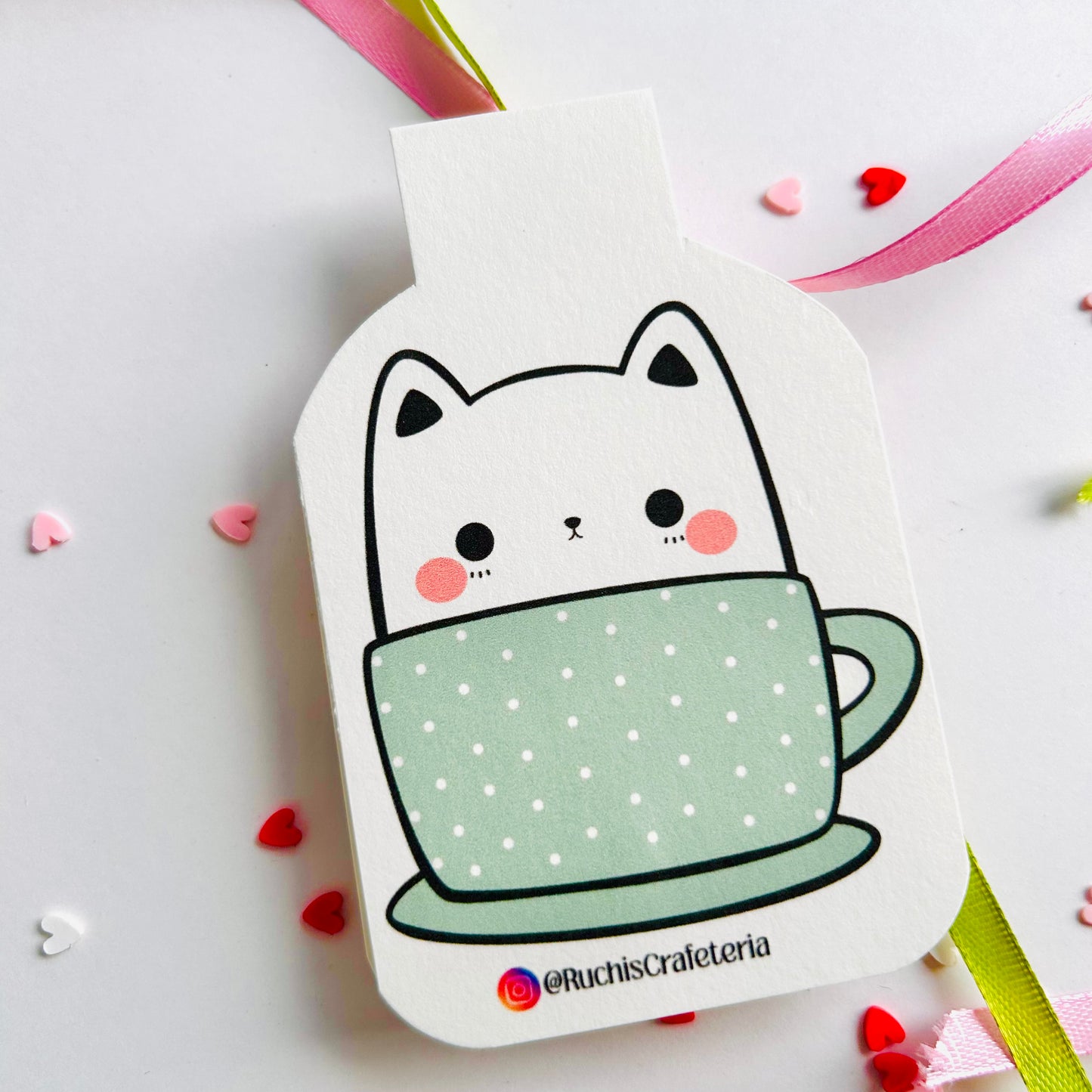 🐱☕ Mug Cats – Set of 5 Magnetic Bookmarks
