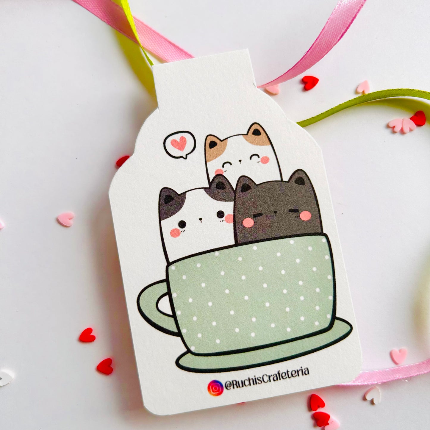 🐱☕ Mug Cats – Set of 5 Magnetic Bookmarks