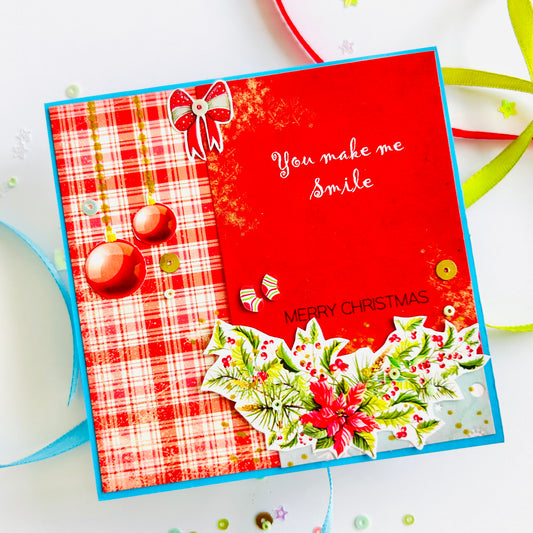 🎄 Christmas Note Card – “Poinsettia Cheer”
