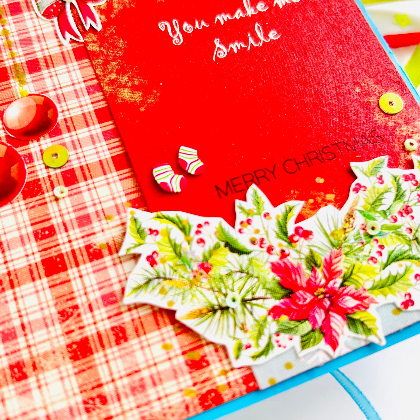 🎄 Christmas Note Card – “Poinsettia Cheer”