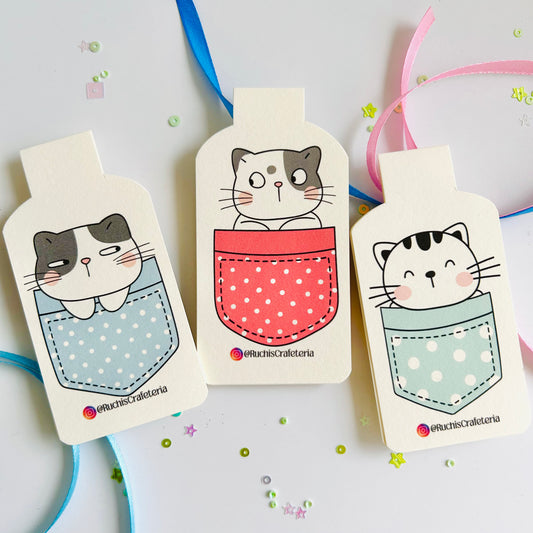 “Pocket Purrs” – Set of 3 Magnetic Bookmarks