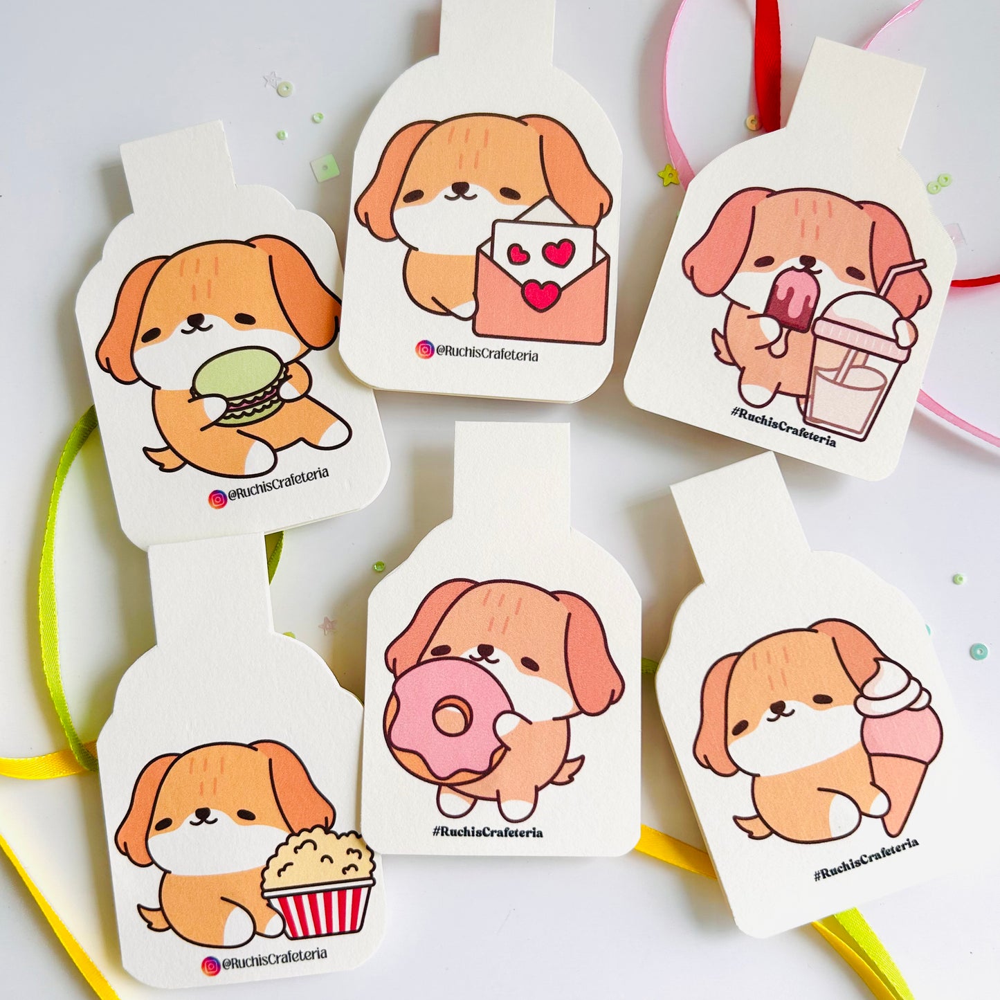 🐶 Bruno’s Treat Parade – Set of 6 Magnetic Bookmarks
